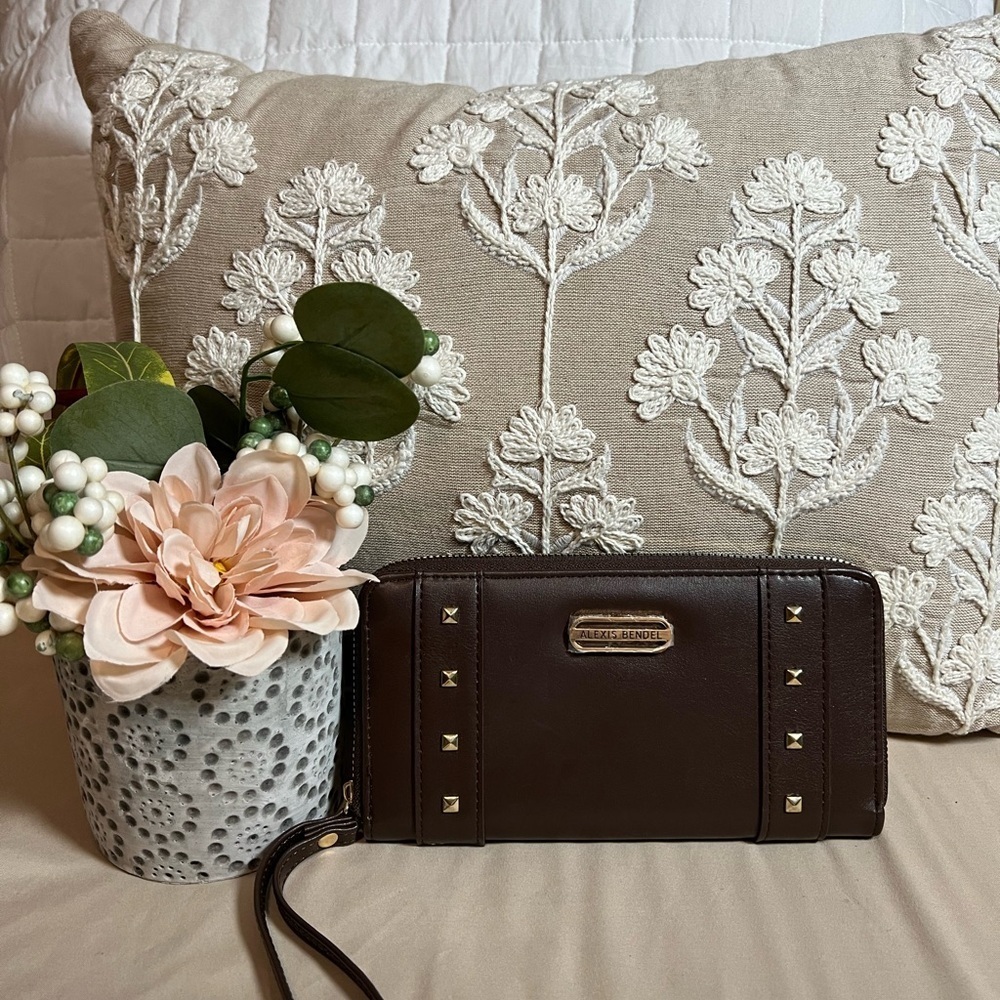 Alexis Bendel Brown Wallet with Gold Accent